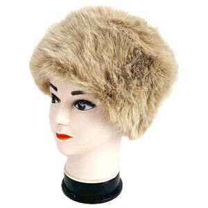 Women Winter Fashion Faux Fur Luxury Warm Bucket Hat, One Size, Light Beige